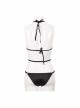 Four-Pointed Star Straps Black Punk Bikini Swimsuit Suit