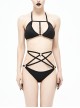 Four-Pointed Star Straps Black Punk Bikini Swimsuit Suit