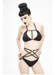 Four-Pointed Star Straps Black Punk Bikini Swimsuit Suit