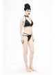 Black Gothic Lace Collar Lace-Up Bikini Swimsuit Suit