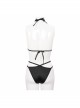 Black Gothic Lace Collar Lace-Up Bikini Swimsuit Suit