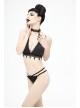 Black Gothic Lace Collar Lace-Up Bikini Swimsuit Suit