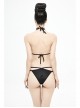 Black Gothic Lace Collar Lace-Up Bikini Swimsuit Suit