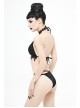 Black Gothic Lace Collar Lace-Up Bikini Swimsuit Suit