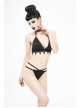 Black Gothic Lace Collar Lace-Up Bikini Swimsuit Suit