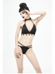 Black Gothic Lace Collar Lace-Up Bikini Swimsuit Suit