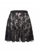 Rose Lace Mesh A-Line Black Gothic Swimsuit Skirt