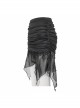 Translucent Chiffon Lace Hem Side Lace-Up Cover Hip Black Gothic Swimsuit Fishtail Skirt