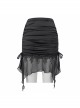 Translucent Chiffon Lace Hem Side Lace-Up Cover Hip Black Gothic Swimsuit Fishtail Skirt