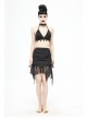Translucent Chiffon Lace Hem Side Lace-Up Cover Hip Black Gothic Swimsuit Fishtail Skirt