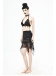Translucent Chiffon Lace Hem Side Lace-Up Cover Hip Black Gothic Swimsuit Fishtail Skirt