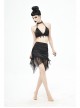Translucent Chiffon Lace Hem Side Lace-Up Cover Hip Black Gothic Swimsuit Fishtail Skirt