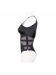 Waist Strap Splice Mesh Backless Black Punk One-Piece Swimsuit
