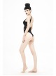 Waist Strap Splice Mesh Backless Black Punk One-Piece Swimsuit