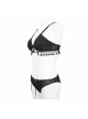 Dark-Grain Jacquard Tassel Lace-Up Black Gothic Swimsuit Set