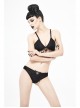 Dark-Grain Jacquard Tassel Lace-Up Black Gothic Swimsuit Set
