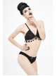 Dark-Grain Jacquard Tassel Lace-Up Black Gothic Swimsuit Set