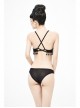 Dark-Grain Jacquard Tassel Lace-Up Black Gothic Swimsuit Set