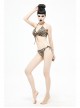 Brown Leopard Print Lace-Up Punk Swimsuit Suit