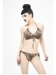 Brown Leopard Print Lace-Up Punk Swimsuit Suit