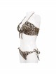 Brown Leopard Print Lace-Up Punk Swimsuit Suit