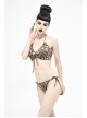 Brown Leopard Print Lace-Up Punk Swimsuit Suit