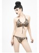 Brown Leopard Print Lace-Up Punk Swimsuit Suit