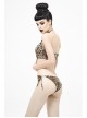Brown Leopard Print Lace-Up Punk Swimsuit Suit