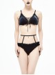 Black Red Velvet Chest Lace-Up Gothic Swimsuit Suit