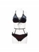 Black Red Velvet Chest Lace-Up Gothic Swimsuit Suit