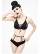 Black Red Velvet Chest Lace-Up Gothic Swimsuit Suit