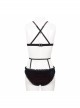 Black Red Velvet Chest Lace-Up Gothic Swimsuit Suit