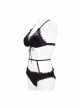 Black Red Velvet Chest Lace-Up Gothic Swimsuit Suit