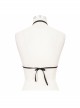 Scottish Red Plaid Frilly Chest Lace-Up Skull Bell Black Punk Swimsuit Top