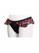 Scottish Red Plaid Frilly Black Punk Swim Shorts