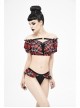 Scottish Red Plaid Frilly Black Punk Swim Shorts