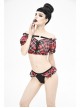 Scottish Red Plaid Frilly Black Punk Swim Shorts