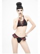 Scottish Red Plaid Frilly Black Punk Swim Shorts