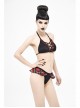 Scottish Red Plaid Frilly Black Punk Swim Shorts