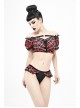 Scottish Red Plaid Chest Lace-Up Back Translucent Lace Red Punk Swimsuit Blouse