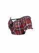 Scottish Red Plaid Chest Lace-Up Back Translucent Lace Red Punk Swimsuit Blouse