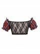 Scottish Red Plaid Chest Lace-Up Back Translucent Lace Red Punk Swimsuit Blouse