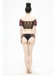 Scottish Red Plaid Chest Lace-Up Back Translucent Lace Red Punk Swimsuit Blouse