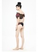 Scottish Red Plaid Chest Lace-Up Back Translucent Lace Red Punk Swimsuit Blouse