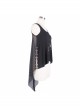 Dragon Head Print Dragon Tail Lace Rivet Hem Side Chain Black Punk Vest