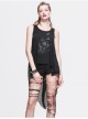 Dragon Head Print Dragon Tail Lace Rivet Hem Side Chain Black Punk Vest