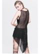 Dragon Head Print Dragon Tail Lace Rivet Hem Side Chain Black Punk Vest