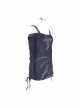 Skull Printed Knitted Stripes Mesh Sleeves Side Lace-Up Hem Black Punk Sling T-Shirt