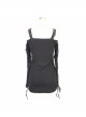 Skull Printed Knitted Stripes Mesh Sleeves Side Lace-Up Hem Black Punk Sling T-Shirt