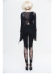 Broken Holes Chest Spider Chain Shoulder Hollow Lace-Up Asymmetrically Hem Black Punk T-Shirt